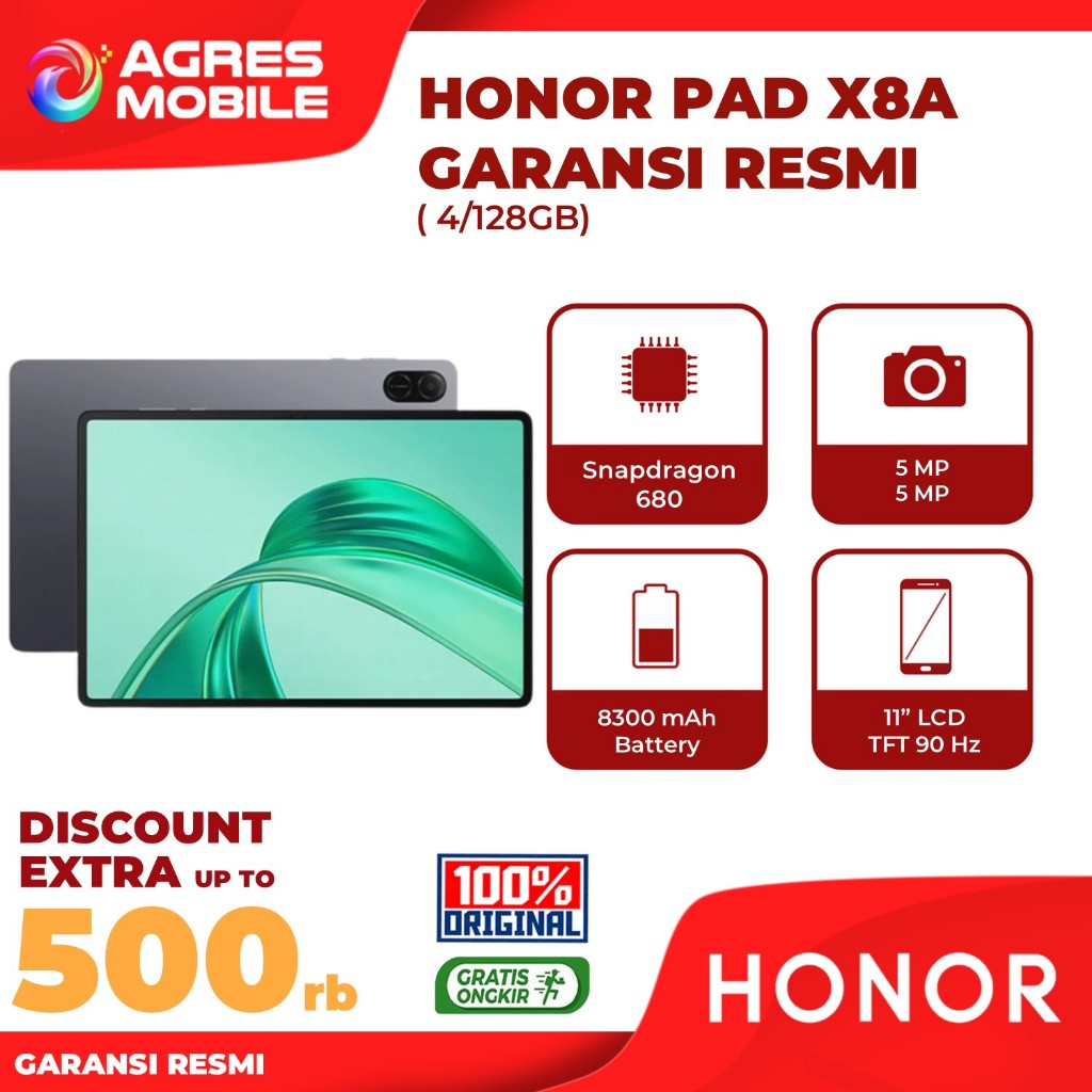 Jual HONOR Pad X8A 4/128GB - Resmi Indonesia | Shopee Indonesia