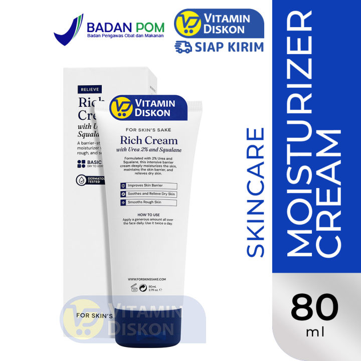 FOR SKIN’S SAKE FSS RICH CREAM MOISTURIZER 2% UREA & SQUALANE 80 ML | Pelembap Kulit Kering dan Sensitif, Skin Barrier, Melembutkan Kulit Kering Kasar dan Bersisik | Lazada Indonesia