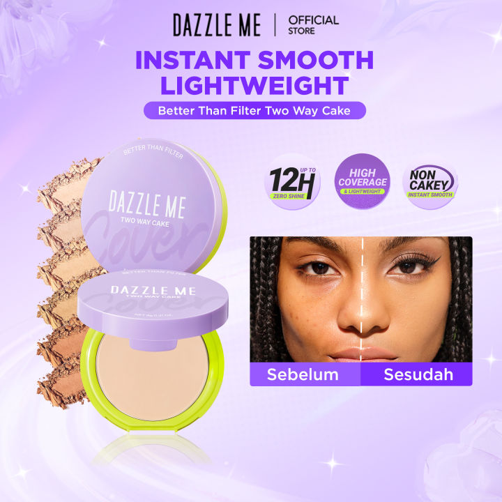 DAZZLE ME Better Than Filter Double Kill Two Way Cake Powder Long Wear Fast Oil Fix Silky Powder Tahan Air Upgrade Makeup Setting Bedak Padat - Tahan 12 Jam Bedak Padat Coverage Two Way Cake Compact Powder | Lazada Indonesia