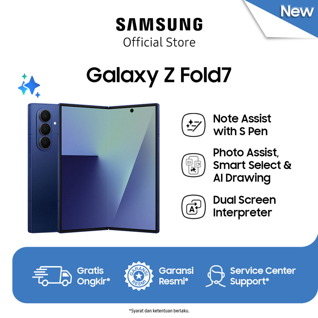 Jual Samsung Galaxy Z Fold7 12/512GB - Blue Shadow | Hp Lipat AI | Kamera 200MP | Shopee Indonesia