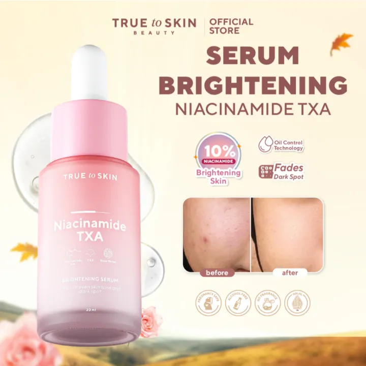 True to Skin Niacinamide TXA Brightening Serum - Mencerahkan Mengatasi Jerawat dan Bekas Jerawat Bruntusan Kontrol Minyak