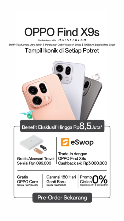 HP OPPO Find X9s/Find X9 Ultra NFC 12+512/16+1T Garansi Resmi, Hp OPPO Terbaru 2026 Ori, Bisa COD | Lazada Indonesia