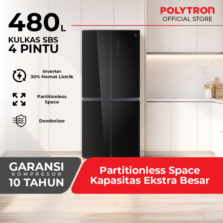 POLYTRON Kulkas 4 Pintu 480L Side by Side PRS 510X | Lazada Indonesia