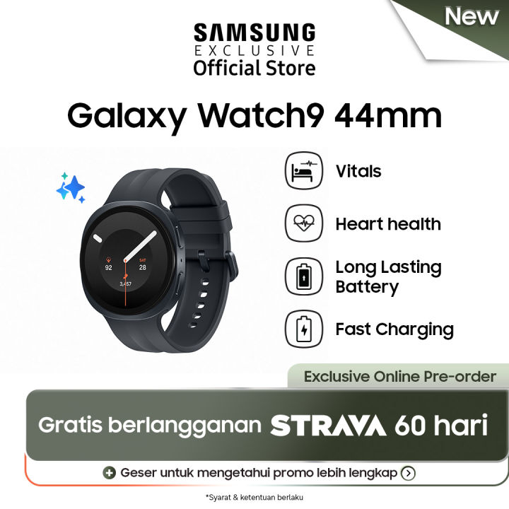 Samsung Galaxy Watch9 44mm - Graphite | Heart Health | Baterai Tahan Lama | Lazada Indonesia