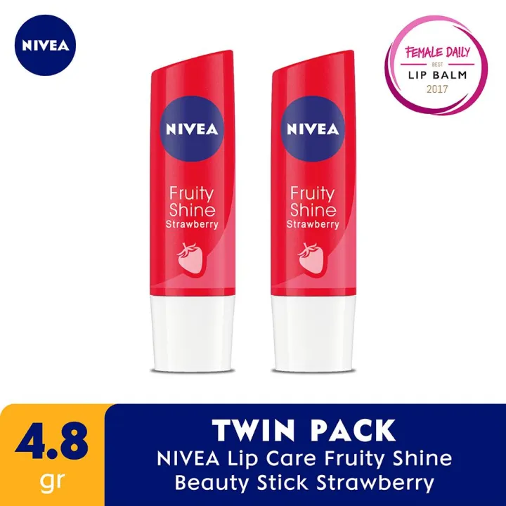 NIVEA Lip Care Fruity Shine Beauty Stick Strawberry 4.8gr x2