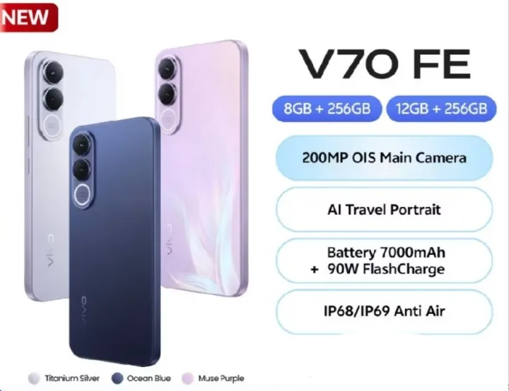 Vivo V70 FE(8GB/256GB-12GB/256GB)7000mAh-90W-Garansi Resmi Vivo 1 Tahun | Lazada Indonesia