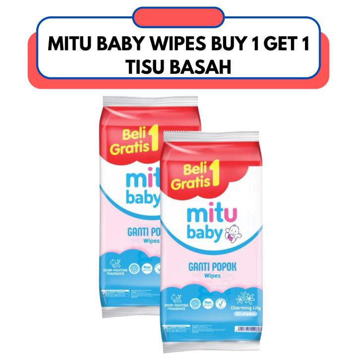 Mitu Baby Wipes Buy 1 Get 1 Tissue Basah Bayi 50s | Lazada Indonesia