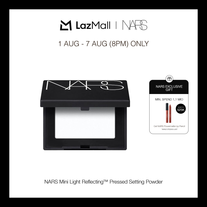 NARS Mini Light Reflecting Pressed Setting Powder: Crystal - Bedak Padat yang lembut untuk mengunci makeup dengan hasil translucent untuk menutup pori pori diperkaya dengan vitamin E dengan Glycerin