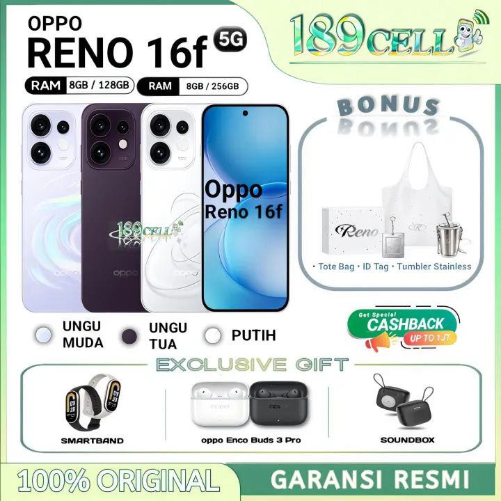 OPPO RENO 16F RAM 8/128GB 8/256GB - 6.57 " Mediatek Dimensity 7300 , 200MP | Oppo Reno16 f reno 16f GARANSI RESMI | Lazada Indonesia