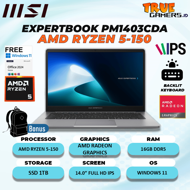 Jual Laptop Asus ExpertBook PM1403CDA AMD Ryzen 5-150 RAM 16GB SSD 1TB Windows 11+Office 14.0 Full HD IPS | Shopee Indonesia