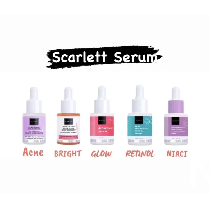 Scarlett Whitening Serum - Serum Brightly - Serum Acne - Serum Glowtening - Serum Retinol - Serum Niacinamide - Whitening - Membantu Mencerahkan -ginal Scarlett - Ken Herbal