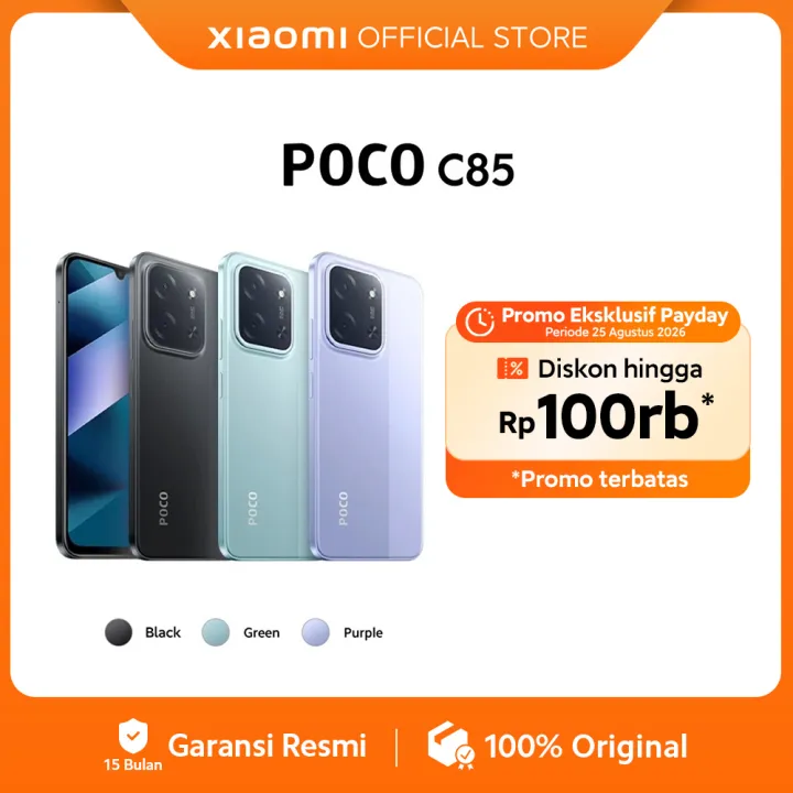 POCO C85 (6/128 GB) (8/256 GB) Baterai besar 6000mAh dengan pengisian daya 33W | Ekspansi RAM hingga 16GB | Layar imersif 6.9" 120Hz | 50MP kamera ganda AI [Official Store] | Lazada Indonesia