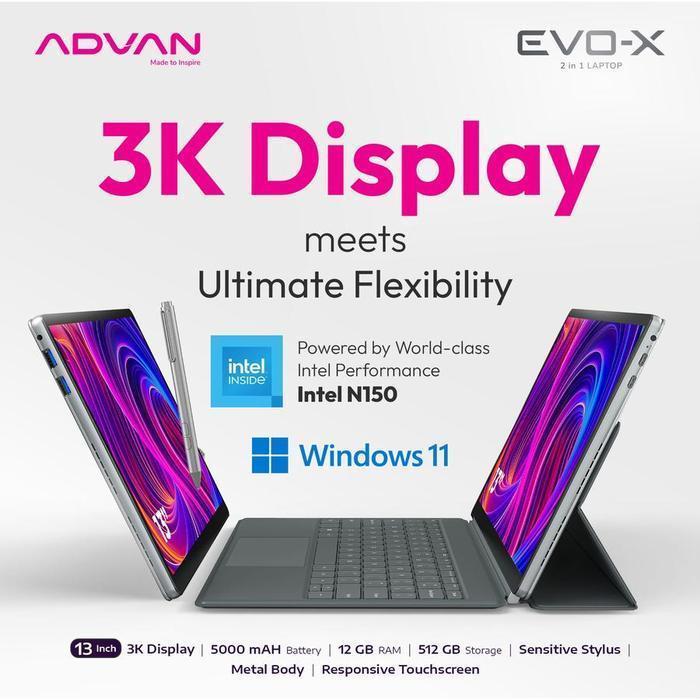 ADVAN EVO X13 N100 N150 2-in-1 RAM 12GB SSD 512GB Windows 11 13”3K IPS Touch Stylus - N100 | Lazada Indonesia