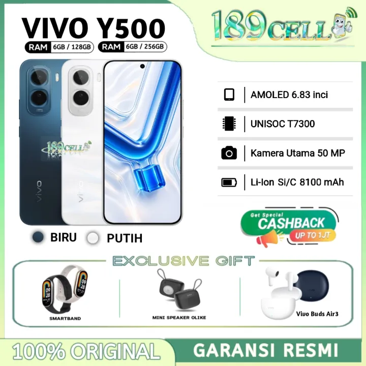 VIVO Y500 4G RAM 6/128GB 6/256GB - Unisoc T7300, 50MP | Y 500 y500 GARANSI RESMI | Lazada Indonesia
