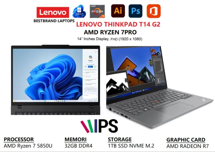 LAPTOP LENOVO T14S G2 RYZEN 7 PRO 5850U RAM 32 GB SSD 1 TB NVMe BERGARANSI SIAP PAKAI | Lazada Indonesia