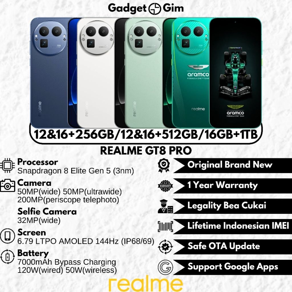 Jual Realme GT8 Pro / Realme GT 8 Pro 5G 16GB 1TB Snapdragon 8 Elite Gen 5 200MP 144Hz 7000mAh 120W IP68/69 BNIB Bergaransi Original | Shopee Indonesia