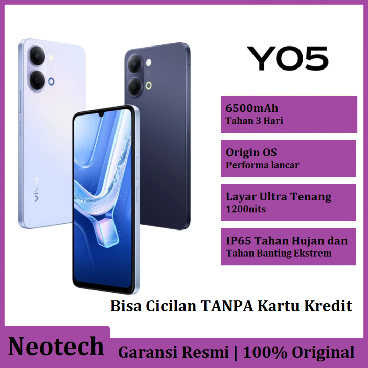 vivo Y05 Ram (4GB + 64GB/128GB) 6500mAh Tahan 3 Hari IP65 Tahan Hujan Tahan Banting Ekstrem - Bisa Cicilan Tanpa Kartu Kredit - Garansi Resmi 1 Tahun - HP Murah ( Kredivo Laz Pay Later Bisa COD OVO Original )