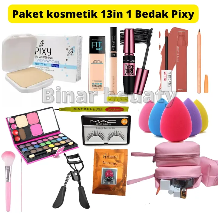 Paket Bedak Pixy UV Whitening Two Way Cake Perfect Last - Bedak - Foundation - concealer - primer - lipstik - lipcrim