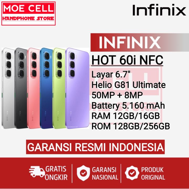INFINIX HOT 60i NFC [16/256] Helio G81 Ultimate - Garansi Resmi Infinix Indonesia | Lazada Indonesia