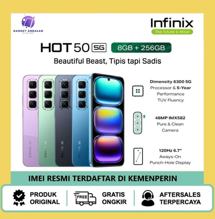 Infinix Hot 50 5G 8/256GB - Up to 16GB Extended RAM - 120Hz - 48MP - 5000 mAh - NFC | Lazada Indonesia