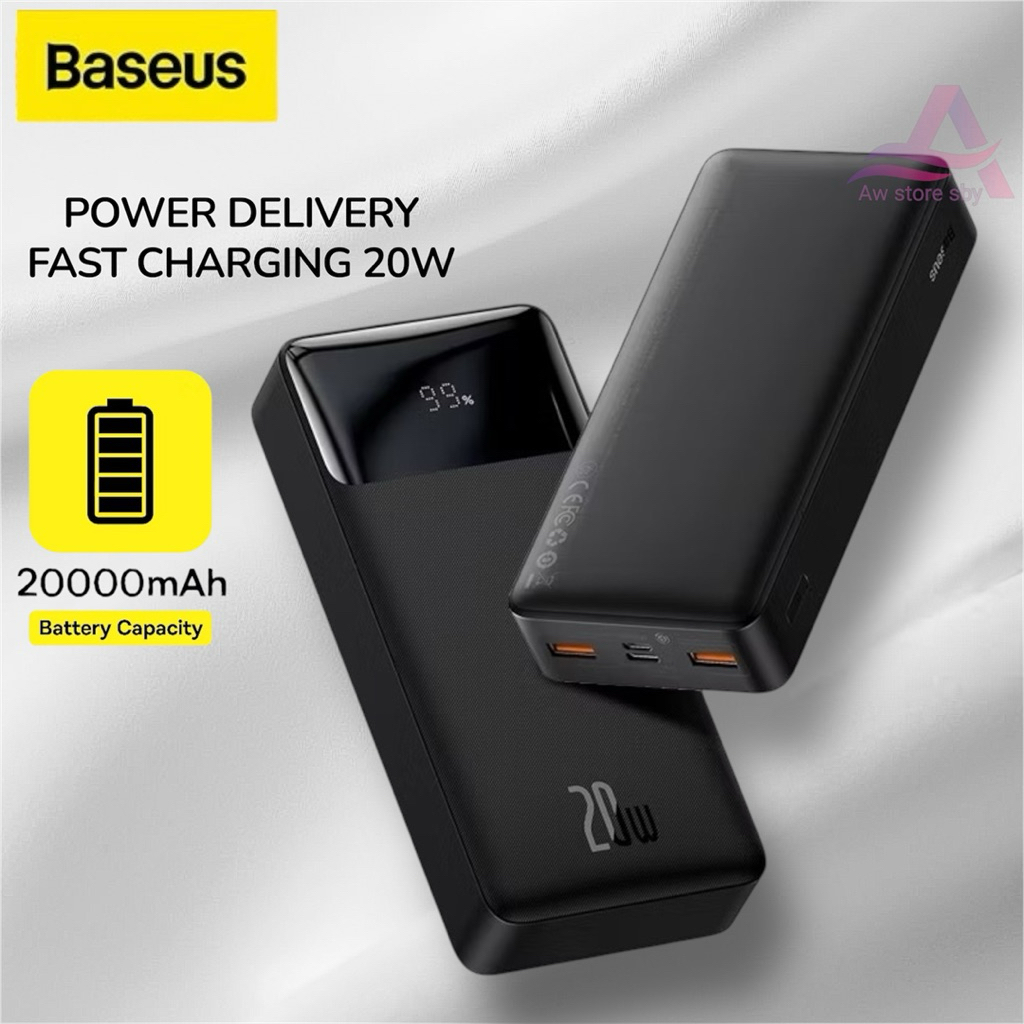 Jual BASEUS Powerbank 20.000 mAh Fast Charging 20W + Digital Display Dual Output Usb Power Bank PD20W Black Edition | Shopee Indonesia