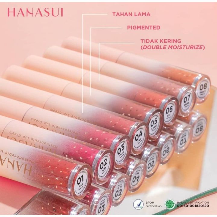 Lipcream Hanasui 1 Box isi 12 pcs ( Bisa Pilih Warna ) HANASUI Mattedorable Lip Cream Lipstik Harga Grosir Reseller
