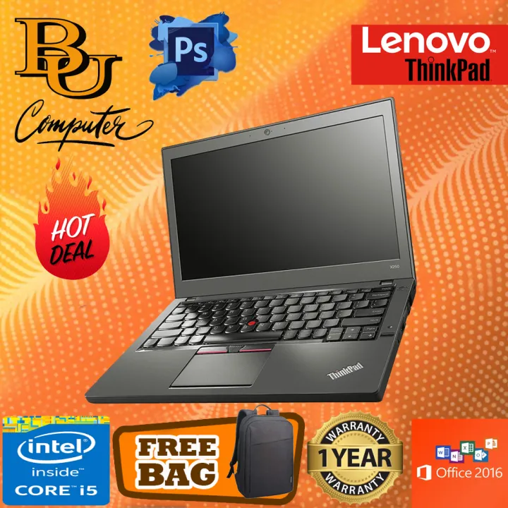 LENOVO THINKPAD X250 ULTRABOOK 12.5 INCH - CORE i5 - 5300U / 8GB DDR3 RAM/ 256GB SSD/ WINDOW 10 PRO/ 1 YEAR WARRANTY