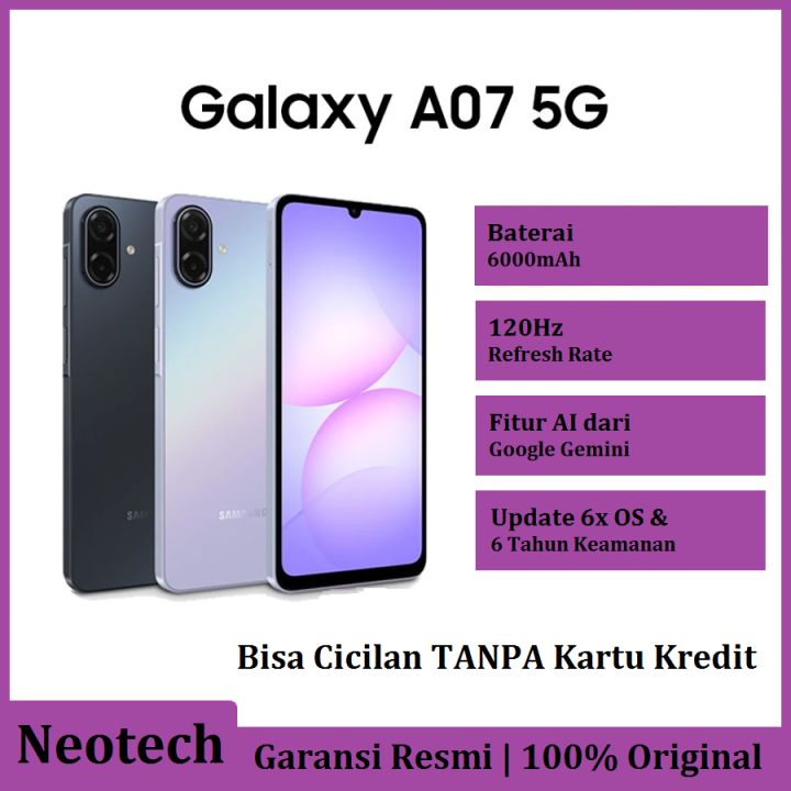 Samsung Galaxy A07 5G (6GB/128GB) 6000mAh IP54 - Bisa Cicilan Tanpa Kartu Kredit - Garansi Resmi - HP Murah ( Kredivo Laz Pay Later Bisa COD OVO Original )