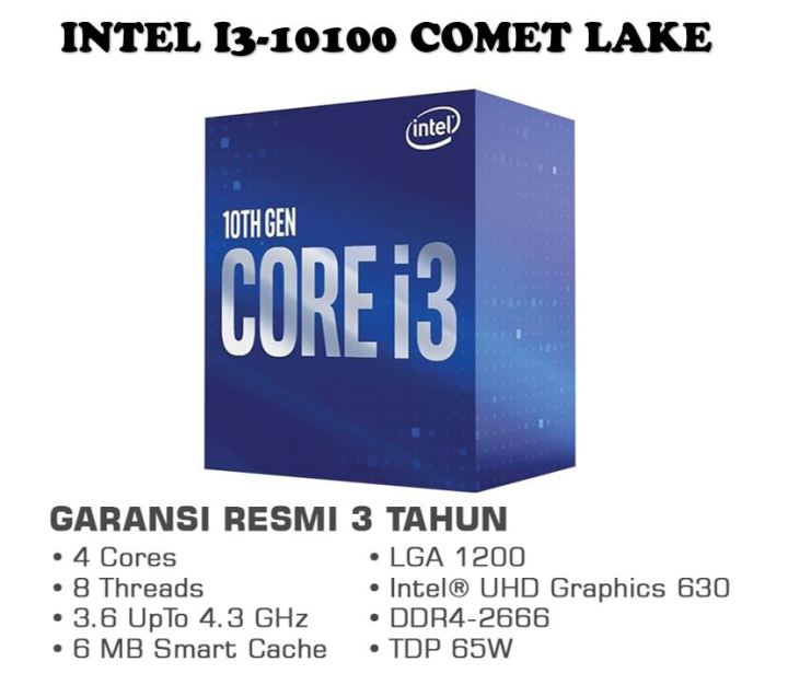 PROCESSOR INTEL CORE i3-10100 3.6 Ghz CACHE 6MB SOCKET LGA 1200 BOX