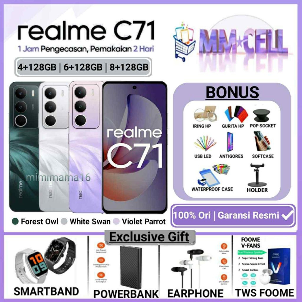 Jual REALME C71 RAM 8/128 GB NFC | C 71 RAM 6/128 GB | C71 4/128GB GARANSI RESMI REALME INDONESIA | Shopee Indonesia