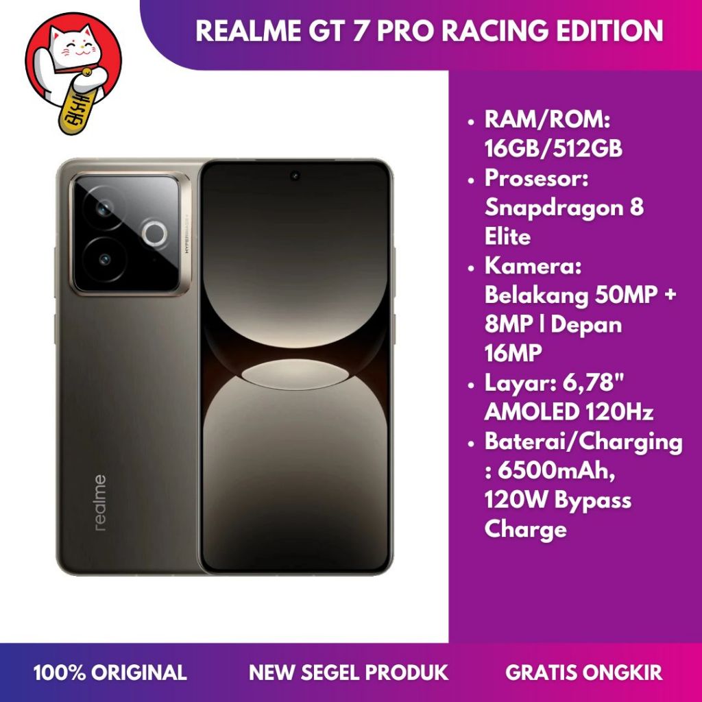 Jual REALME GT 7 PRO RACING EDITION 5G 16GB/512GB Snapdragon 8 Elite 6500mAh 120W Bypass Charge | Shopee Indonesia