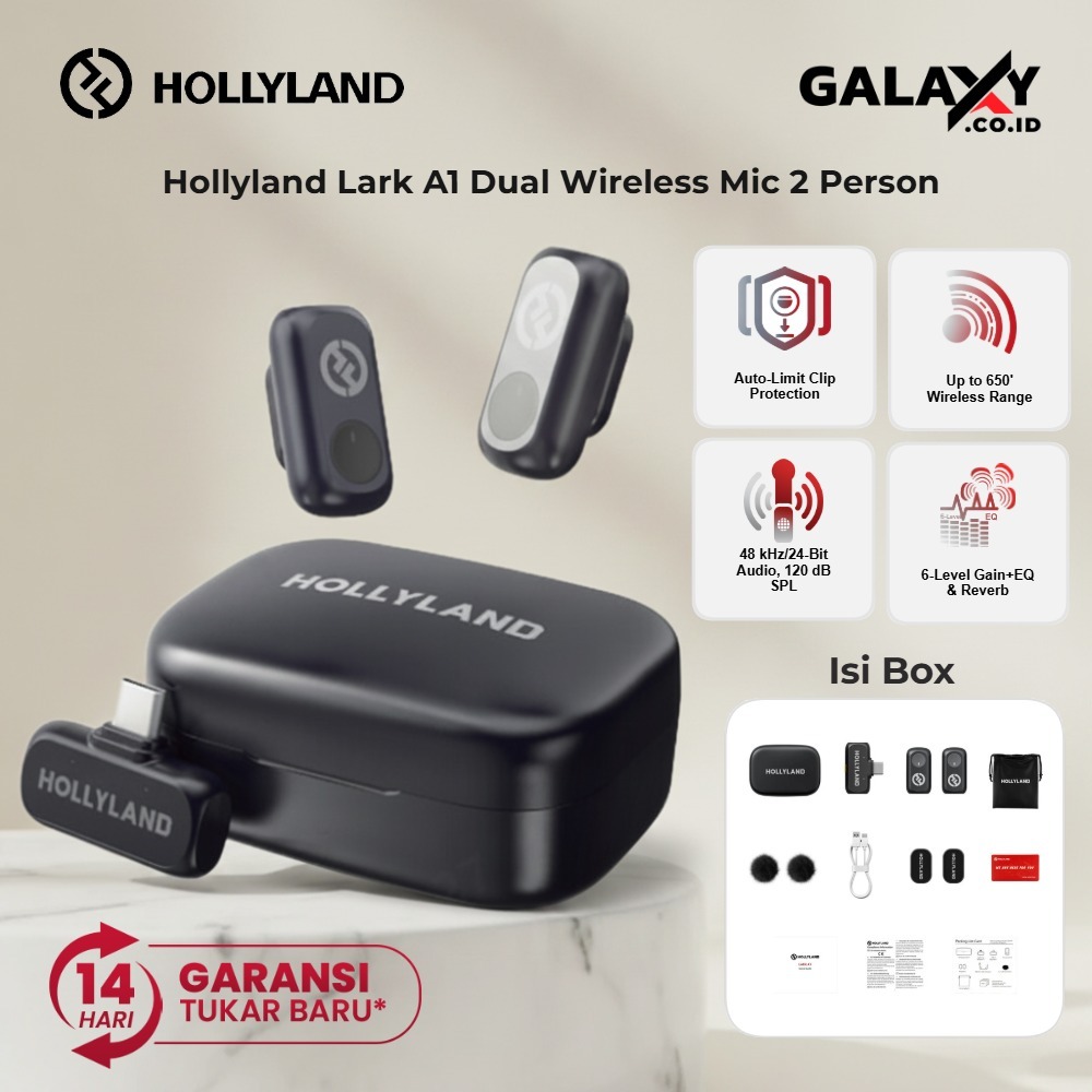 Jual Hollyland Lark A1 2 Person Dual Wireless Microphone System Mic Lavalier A 1 Garansi Resmi | Shopee Indonesia