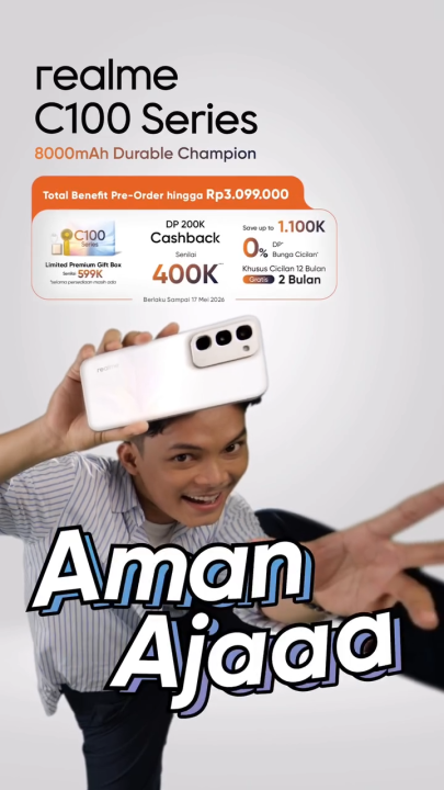 Hp realme C100 Series 6/128 6/256 8+256 8000mAh 45W IP64 Tahan Debu& Percikan Air realme Indonesia | Lazada Indonesia