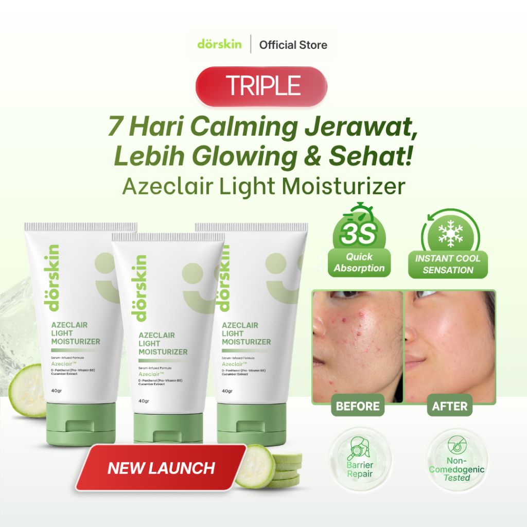 Jual [NEW LAUNCHING] Dorskin Triple Pack Azeclair Light Moisturizer Serum Infused Formula 40g - Memperbaiki Skin Barrier Dengan Panthenol Merawat Kulit Berjerawat Melembabkan dan Mencerahkan Wajah | Shopee Indonesia