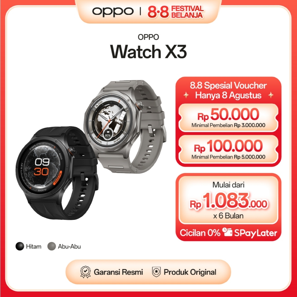 Jual [BARU] OPPO Watch X3 OWWE261 [Aerospace-Grade Titanium Alloy Body, NFC Smart Card Support, IP68 IP69 Water Dust Resistance, Tri-Sense Health Tracking Tech] | Shopee Indonesia