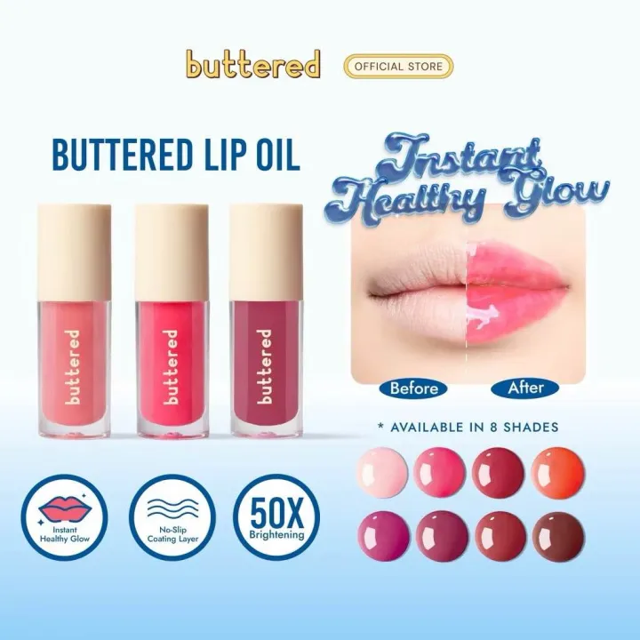 Buttered Lip Oil Instant Healthy Glow Melembabkan Mencerahkan dan Menutrisi Bibir dengan Sweet Almond Oil Peptide Vitamin C dan Jojoba Oil | Lazada Indonesia
