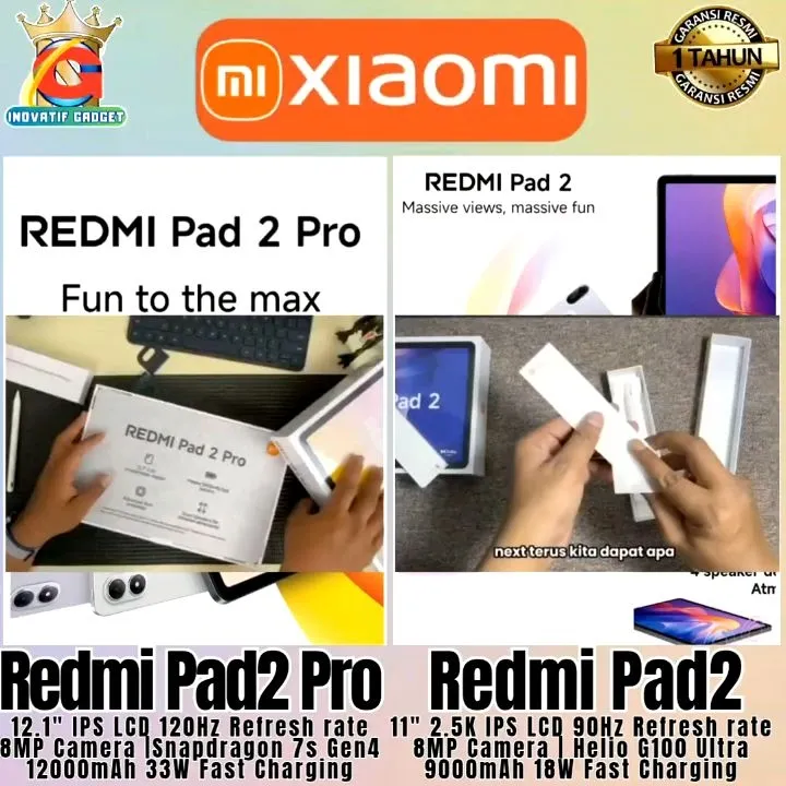 TABLET BARU XIAOMI REDMI PAD2 | REDMI PAD 2 PRO 8/256GB - 4/128GB Ram Upto 16GB GARANSI RESMI 100% ORIGINAL | Lazada Indonesia