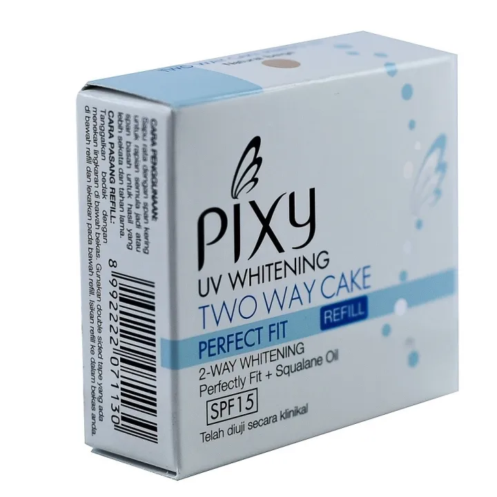 New formula terbaru Bedak alas pixy uv whitening two way cake perfect fit + squalane oil SPF 15