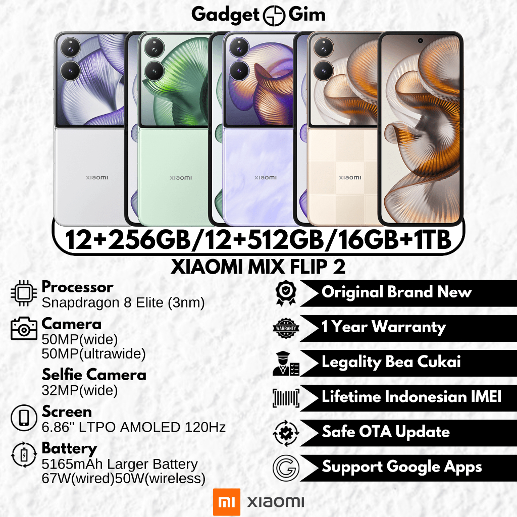 Jual Xiaomi Mix Flip 2 5G 16GB 1TB Snapdragon 8 Elite 120Hz 5165mAh 67W BNIB Bergaransi Original | Shopee Indonesia