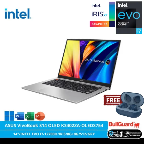 ASUS VivoBook S14 OLED K3402ZA-OLEDS754 [Intel® Core™ i7-12700H/Intel® Iris Xe/Intel® Evo/16GB/512GB/14inch/WIN11/OHS] | Lazada Indonesia