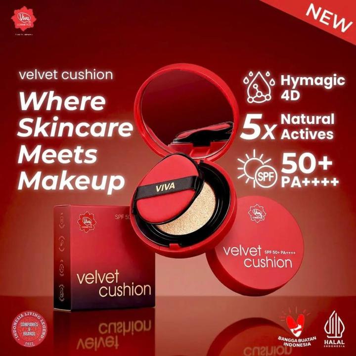 Viva Velvet Cushion SPF 50+ PA++++ Cushion Wajah Medium High Coverage Velvet Finish BY NATURNIC | Lazada Indonesia