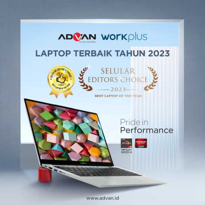 ADVAN Laptop Workplus AMD RYZEN 5 6600H 14'' FHD IPS 16GB 512GB Win 11 | Lazada Indonesia