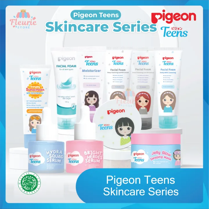PIGEON TEENS Facial Foam 40gr 100gr / Moisturizer 20ml / Squalane Face Powder / Everyday Sunscreen SPF35 PA+++ - Daily Mild Cleansing/Foam Acne Care/Deep Cleansing&Oil Control - Pembersih Sabun Wajah