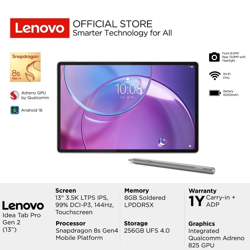 Jual Lenovo Tablet IdeaTab Pro Gen 2 Office PC-Level Life Time WPS Snapdragon 8s Gen 4 Adreno 825 GPU 8GB 256GB 13" + Pen Include Asuransi | Shopee Indonesia