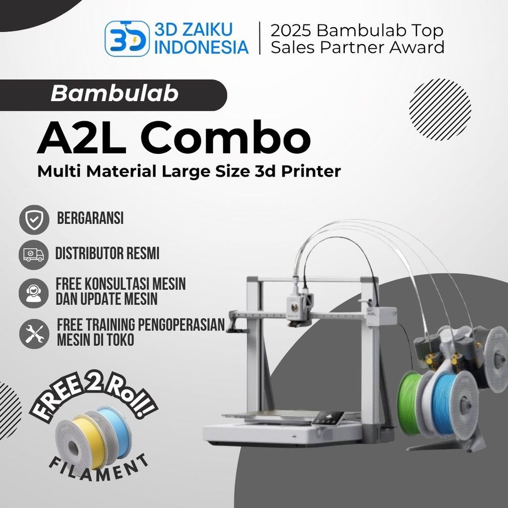 Jual Bambulab A2L Combo AMS Multi Material Large Size 3D Printer with Adaptive Vibration Compensation | Shopee Indonesia