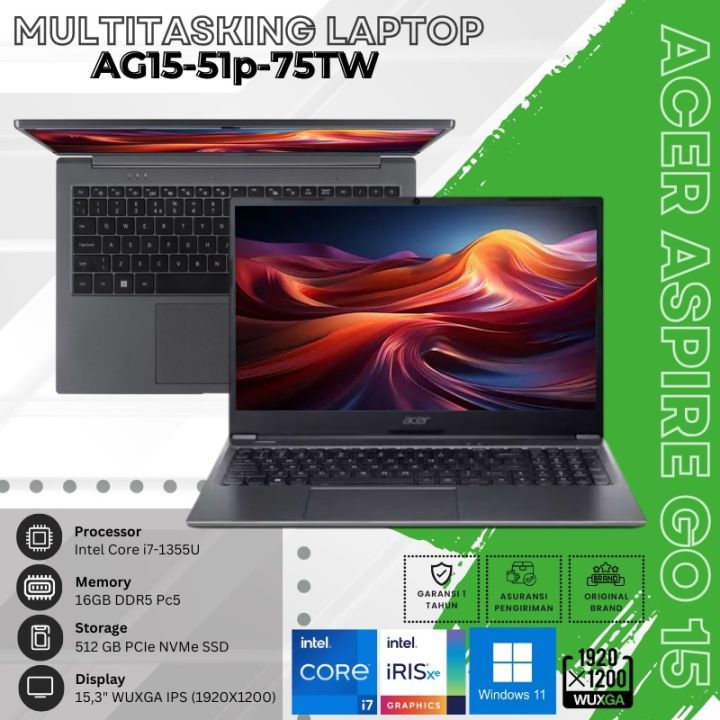 TERBARU ACER ASPIRE GO 15 INTEL CORE i7 GEN 13 RAM 16GB SSD 512GB WINDOWS 11 15,6" WUXGA IPS GARANSI 1 TAHUN FREE TAS - 75TW | Lazada Indonesia