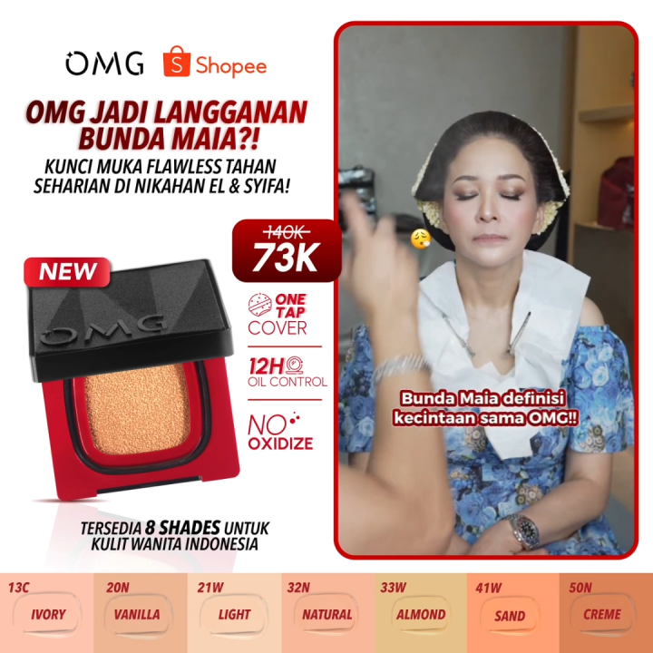 OMG OH MY GLAM Ultimatte Power Cushion 11 g - Tahan 12 Jam - Ringan - No Oxidation - Flawless Finish | Lazada Indonesia