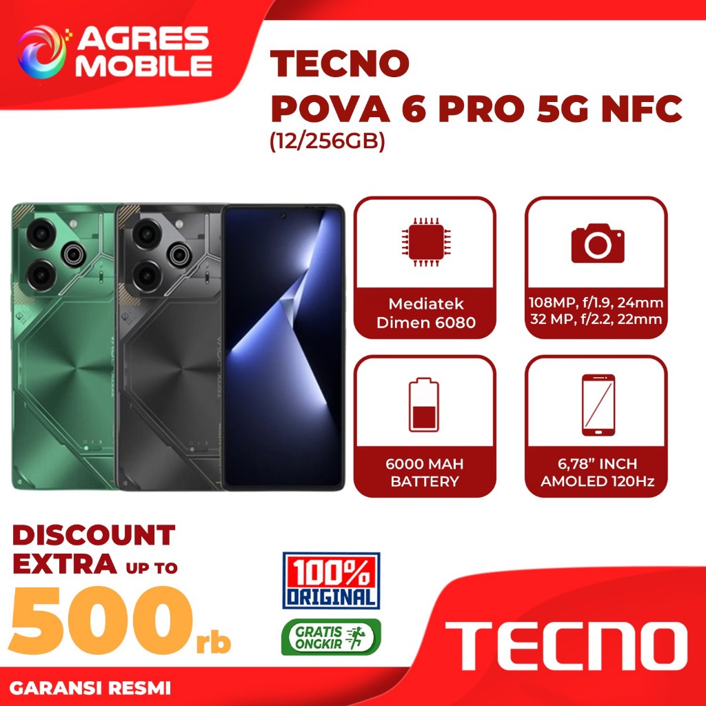 Jual TECNO POVA 6 PRO 5G NFC 12+12GB/256GB GARANSI RESMI | Shopee Indonesia