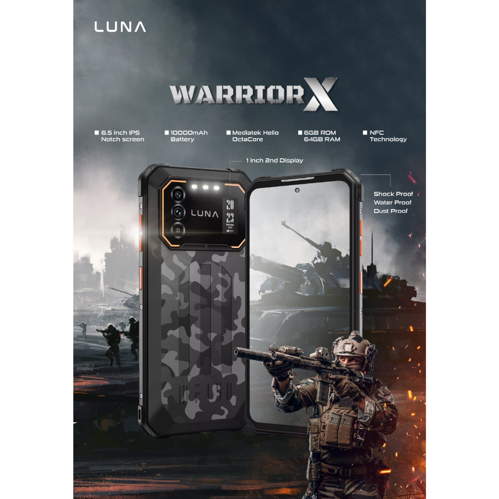 Jual LUNA Warrior X G6 Rugged Smartphone Android 12 Rugged 10.000mah Smartphone 6GB/64GB Shock Proof Corning Gorilla Glass 5 | Shopee Indonesia
