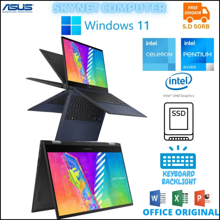ASUS VIVOBOOK GO FLIP 14 TP1400KA INTEL N4500 RAM8GB SSD512GB IPS TOUCHSCREEN WINDOWS 11 DAN OFFICE 2021 ORIGINAL | Lazada Indonesia